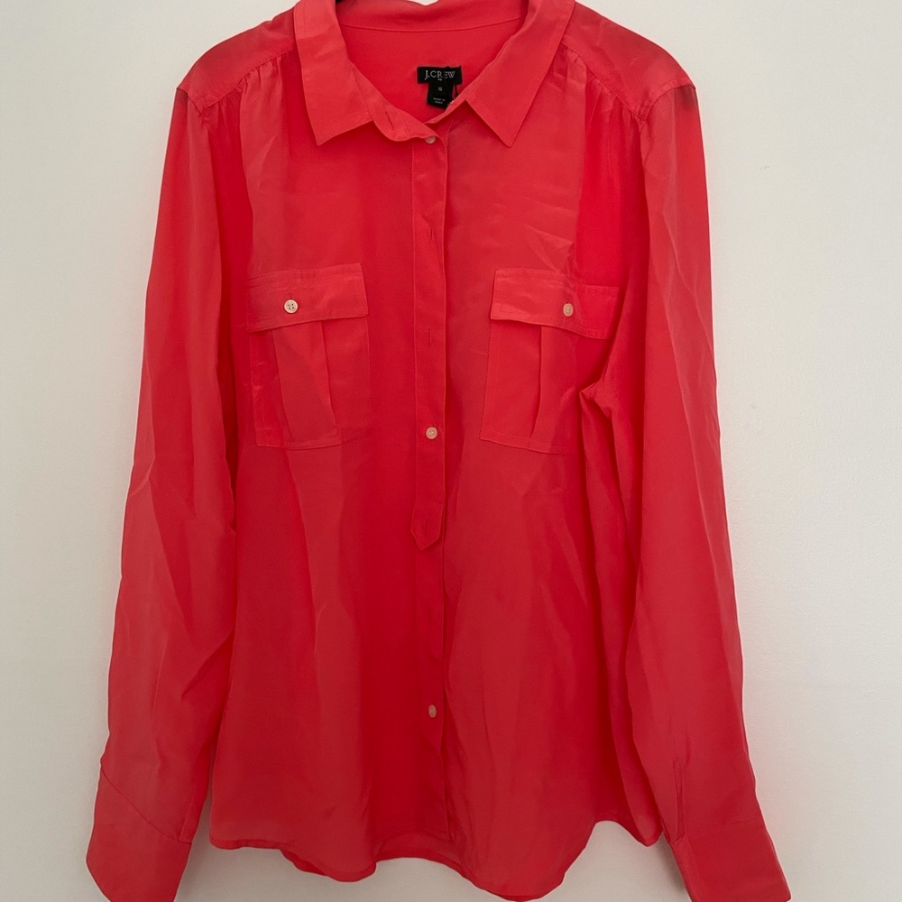 JCrew Orange Button Down XL